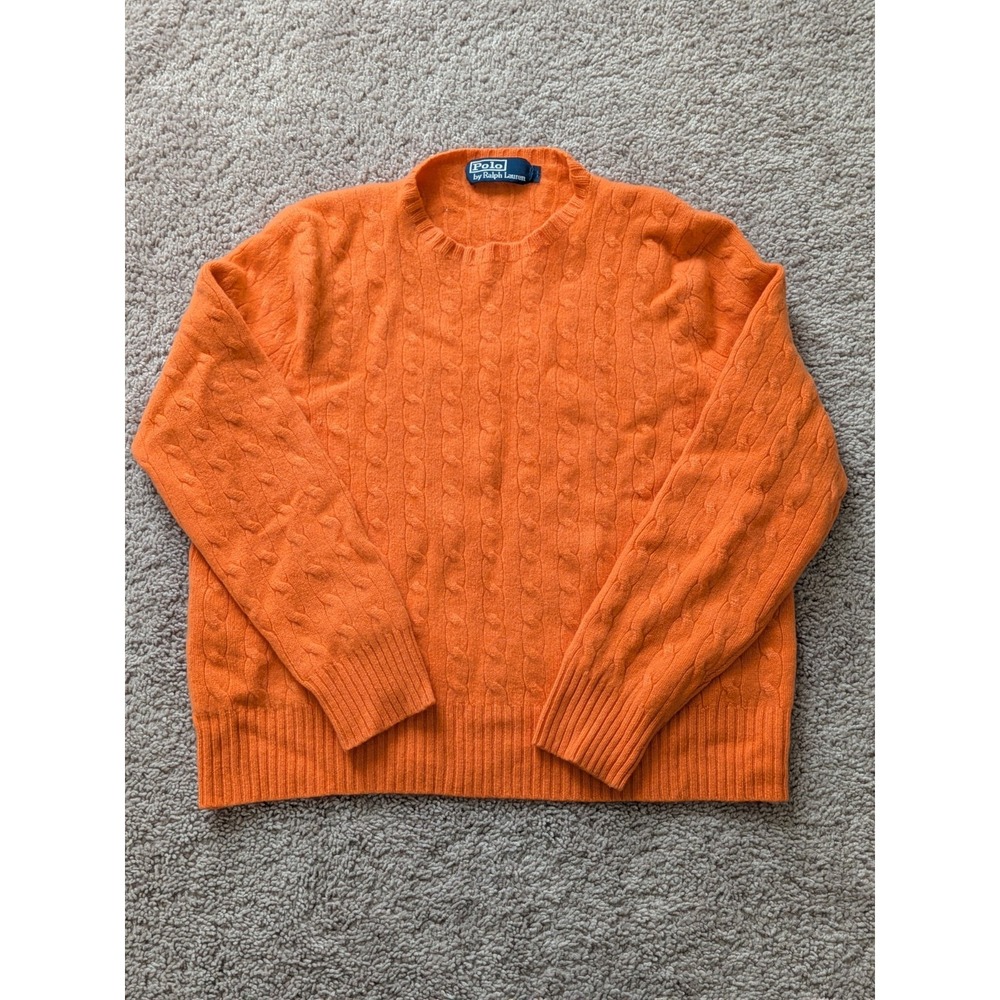 Vintage Polo Ralph Lauren Cashmere Sweater Mens XS/Small Cable Knit Crewneck 90s